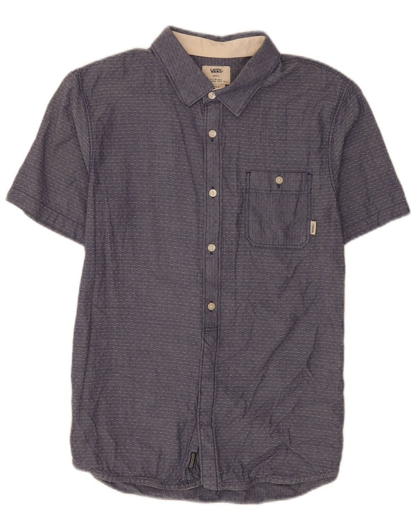 Camicia Vans da uomo a maniche corte, vestibilità regolare, piccola, in cotone maculato blu
