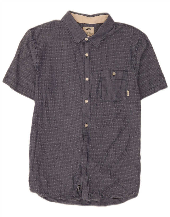 Camicia Vans da uomo a maniche corte, vestibilità regolare, piccola, in cotone maculato blu