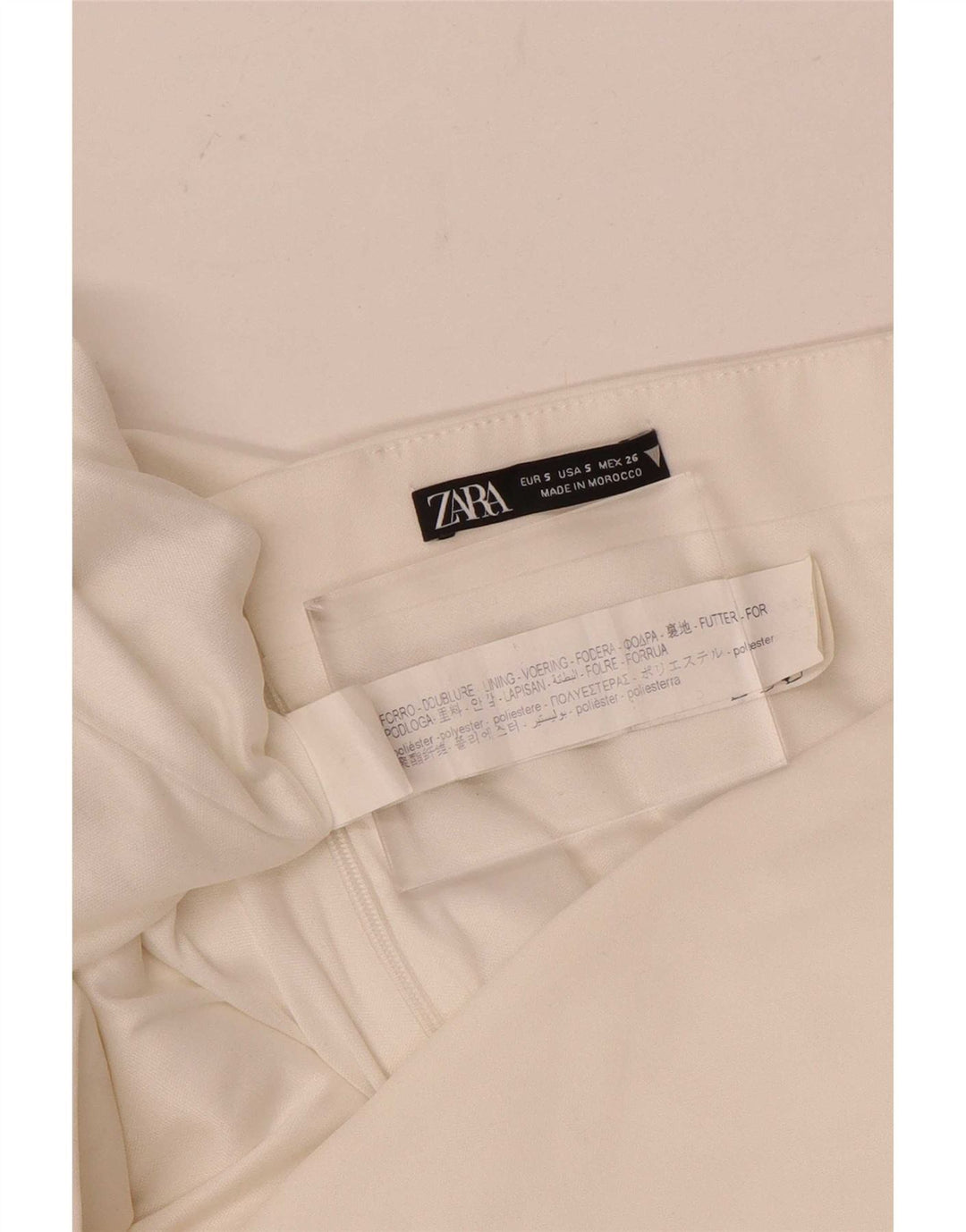 Abito senza spalline da donna Zara UK 8 Small Poliestere bianco
