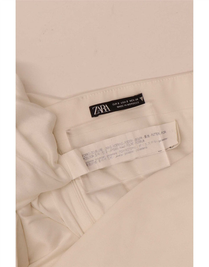 Abito senza spalline da donna Zara UK 8 Small Poliestere bianco