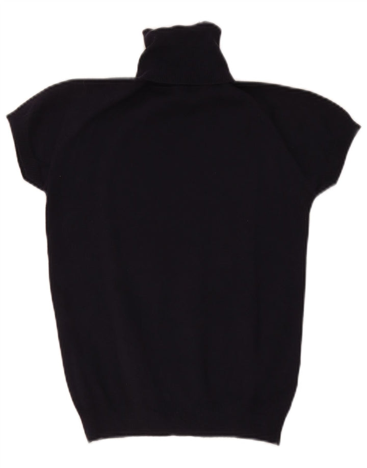 Maglione Zara da donna a maniche corte con collo alto, UK 12, blu navy medio