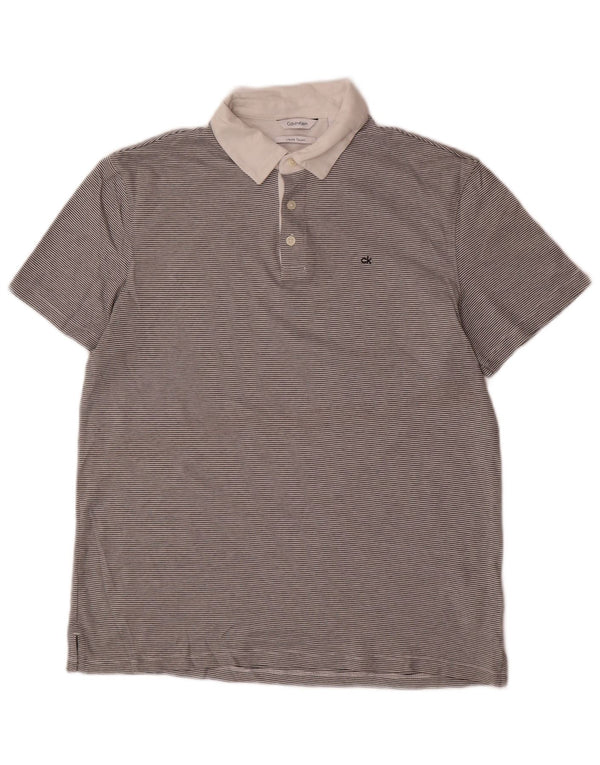 CALVIN KLEIN Polo Uomo Cotone Gessato Grigio Medio