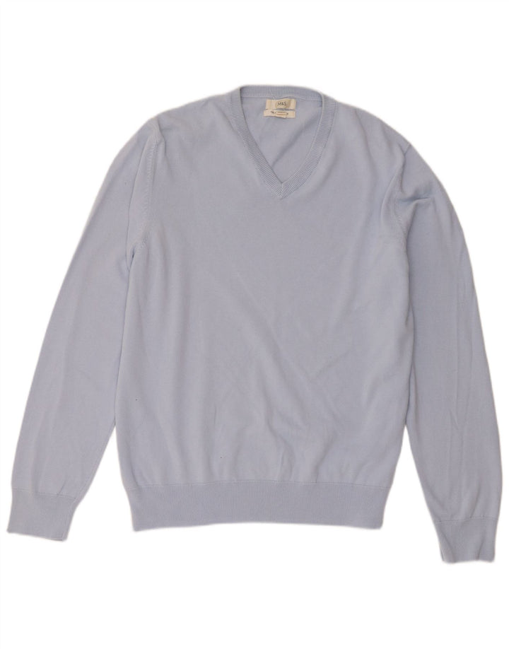 Maglione da uomo con scollo a V Marks & Spencer XL in cotone blu