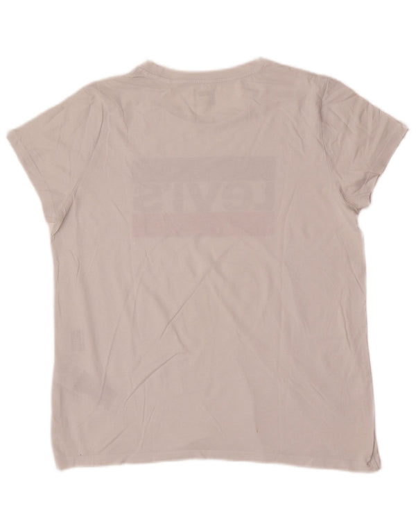 T-shirt grafica da donna Levi's Top UK 14 grande cotone bianco