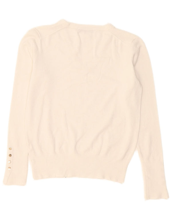 Maglione maglione con scollo a V da donna Zara UK 12 bianco medio