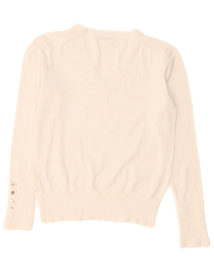 Maglione maglione con scollo a V da donna Zara UK 12 bianco medio