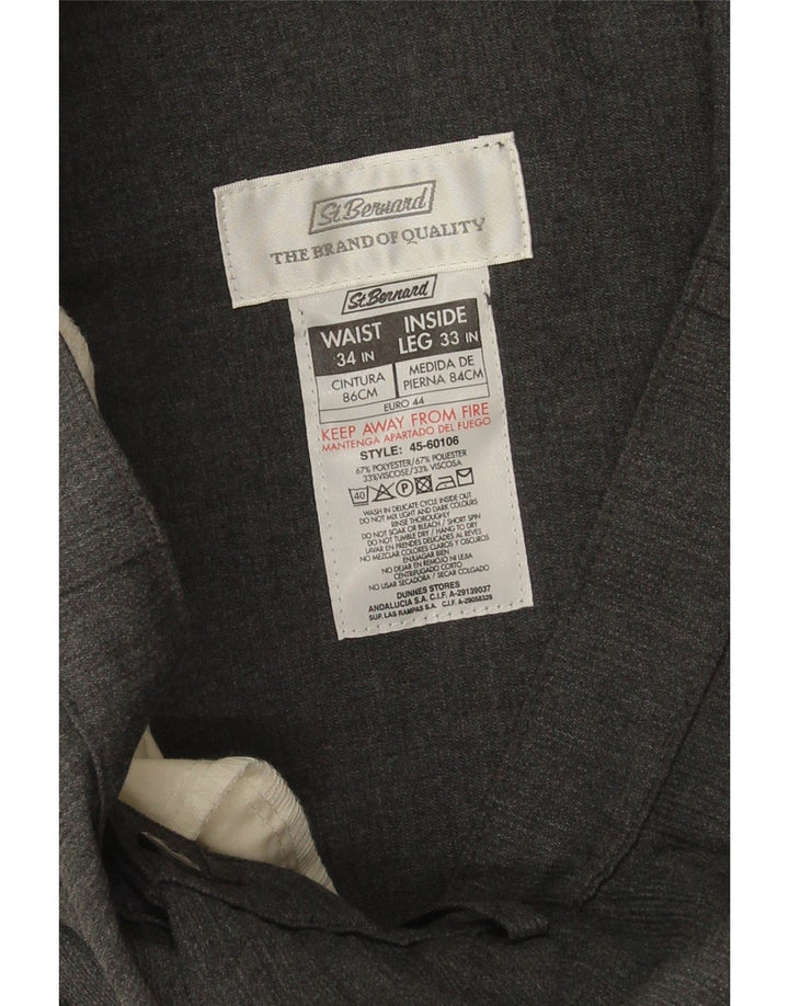 Pantaloni da abito dritti da uomo St. Bernard W34 L32 poliestere grigio