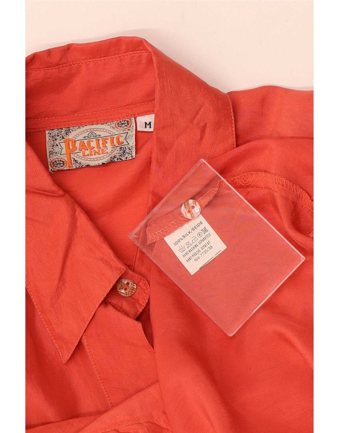 Camicetta camicia vintage da donna UK 14 seta arancione media