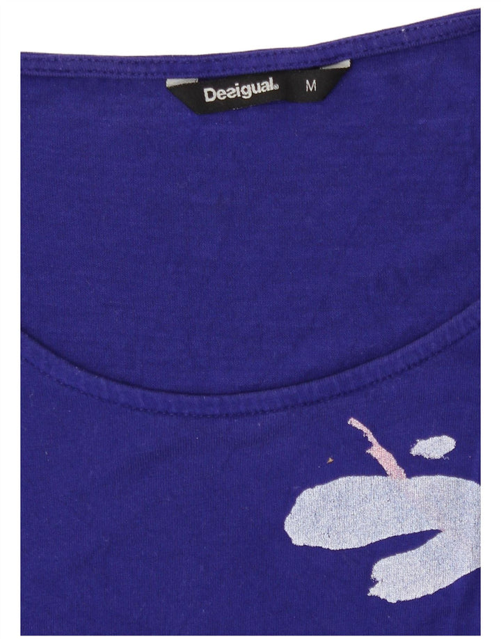 Desigual Donna Camicetta Senza Maniche Top UK 12 Blu Medio Floreale
