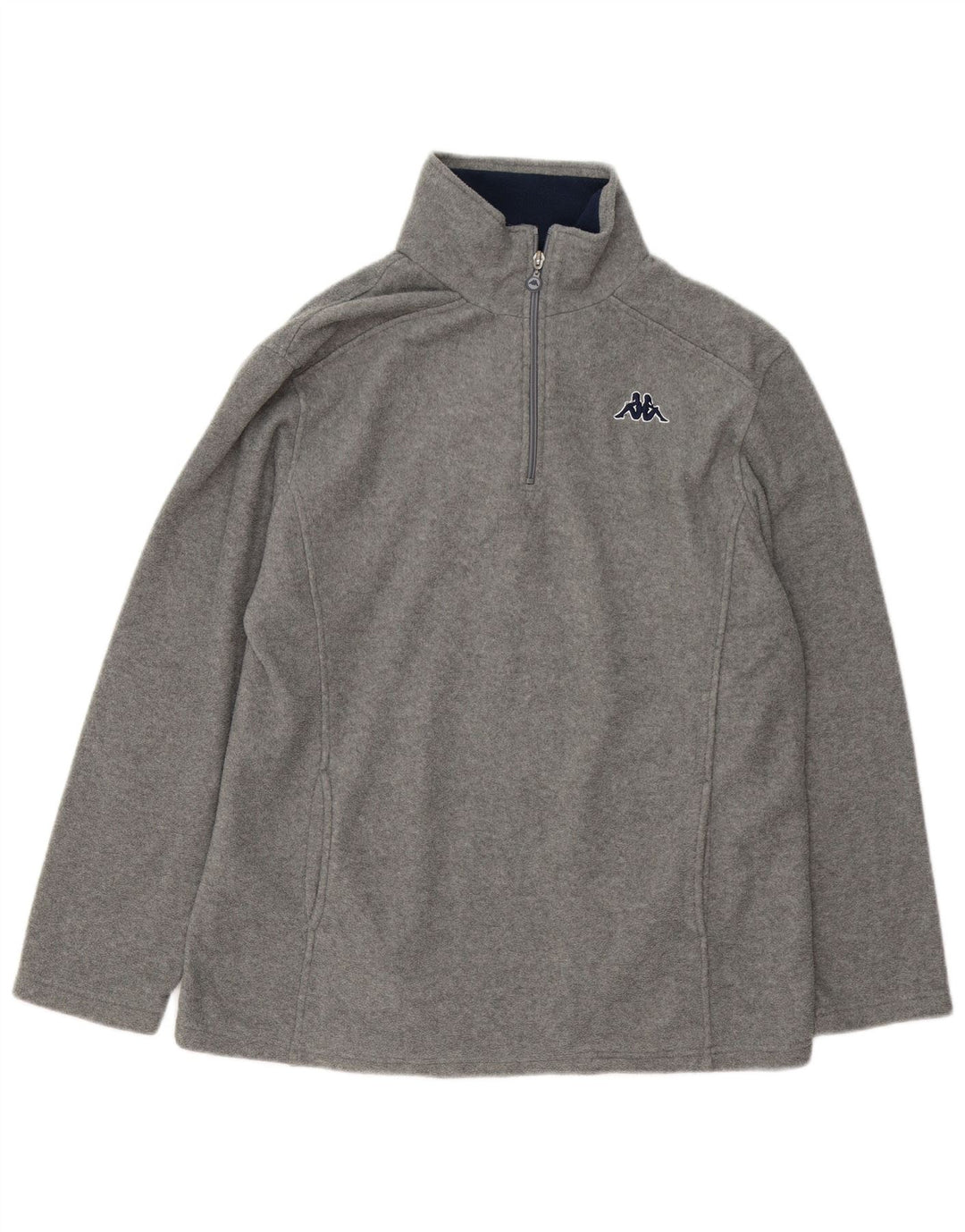 Maglione in pile Kappa da uomo con zip e collo, grande, in poliestere grigio