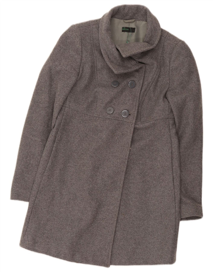 Cappotto Doppiopetto Donna Benetton IT 38 XS Grigio Lana