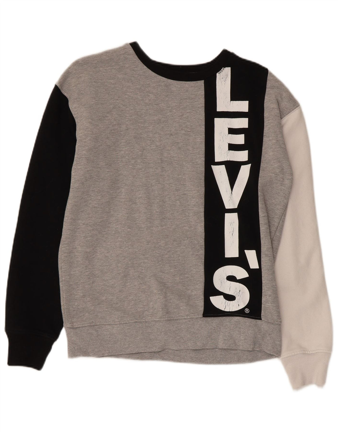 LEVI'S Boys Graphic Sweatshirt Jumper 13-14 Years Grey Colourblock Cotton