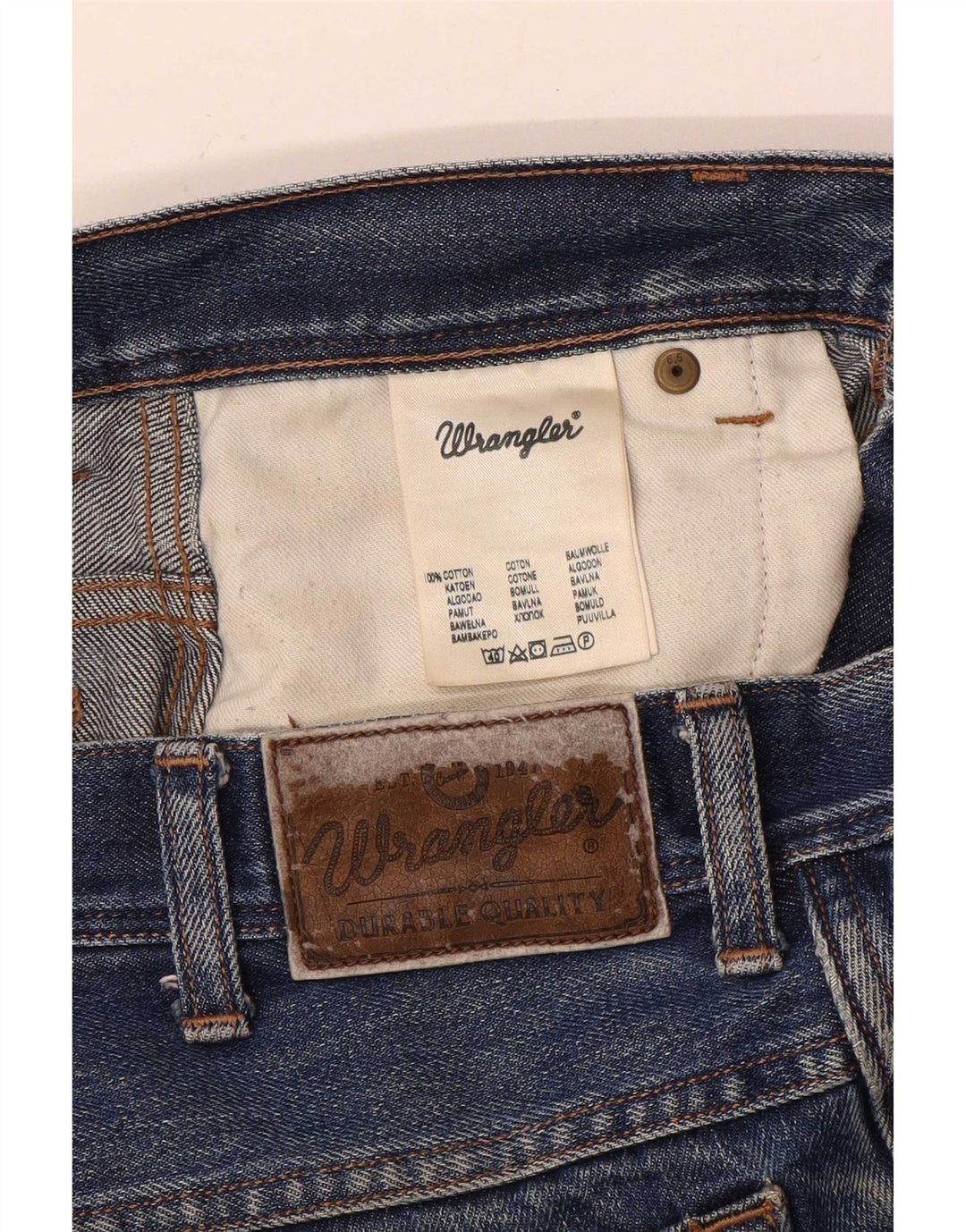 Jeans dritti da uomo Wrangler vestibilità regolare W32 L27 cotone blu