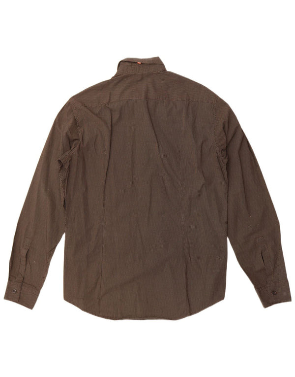 Camicia da uomo Hugo Boss in cotone maculato nero medio