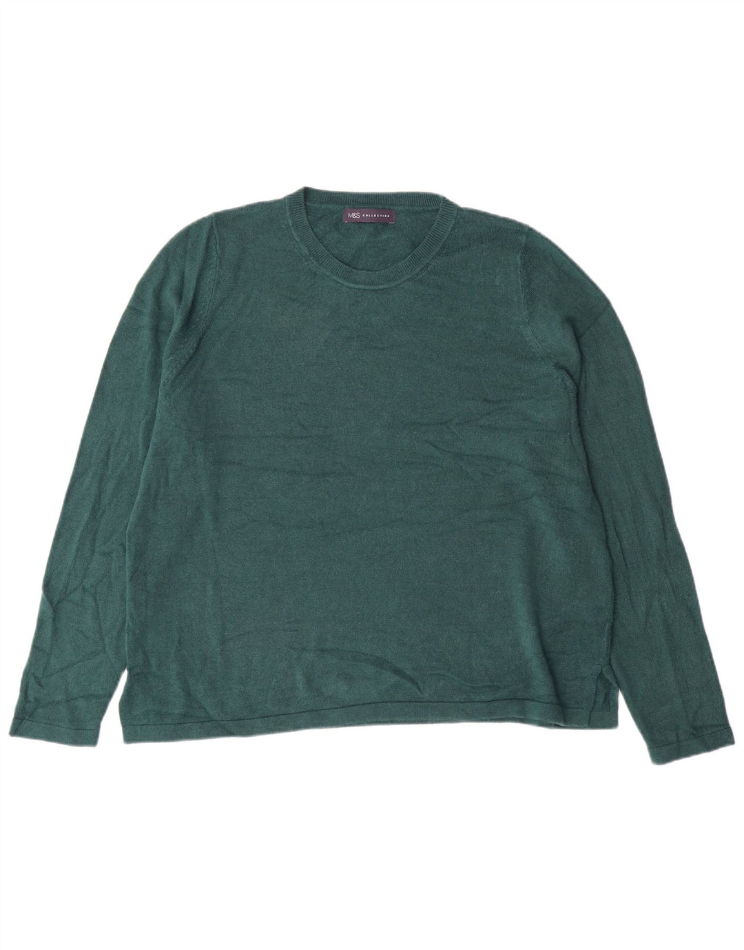 MARKS & SPENCER Maglione girocollo da donna UK 20 2XL Acrilico verde
