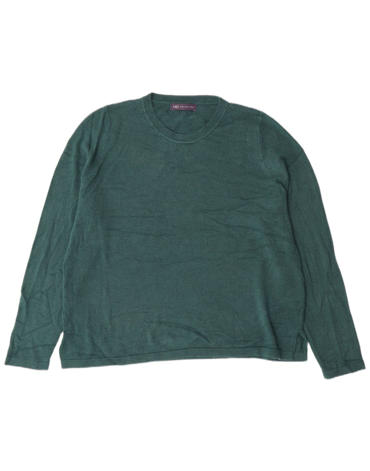 MARKS & SPENCER Maglione girocollo da donna UK 20 2XL Acrilico verde