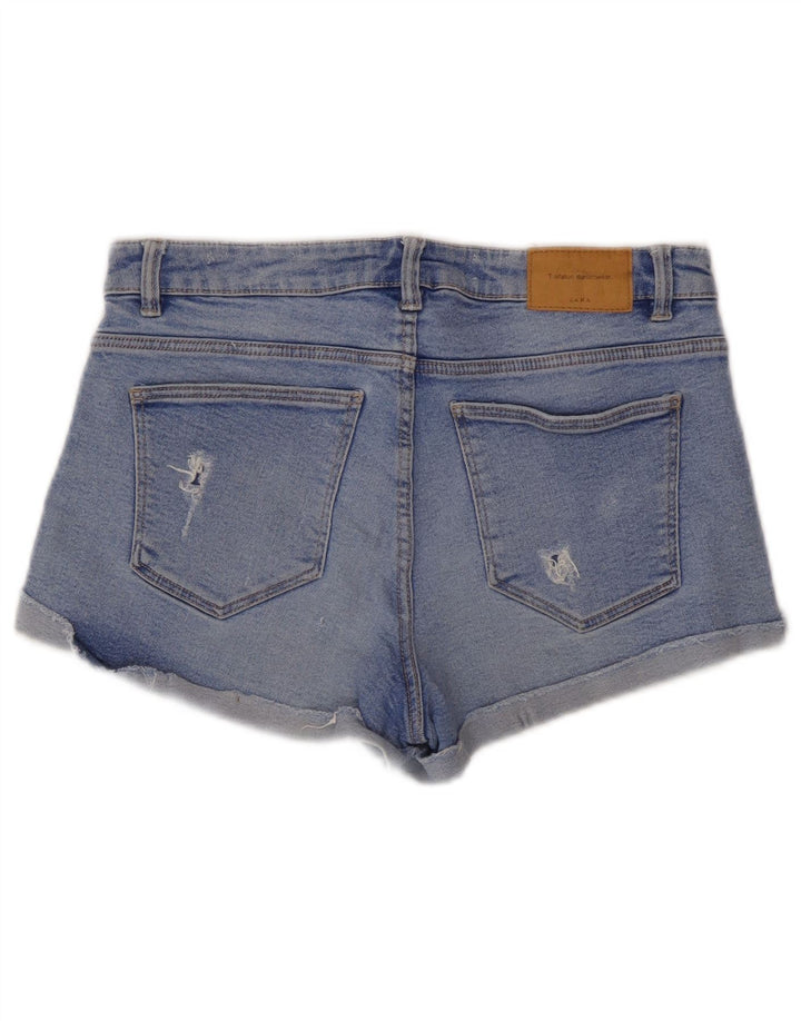 Pantaloncini in denim invecchiato Trafaluc da donna Zara EU 38 piccoli W28 blu