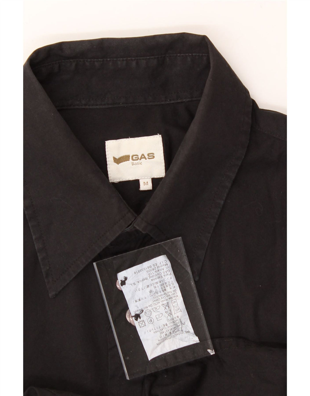 GAS Mens Shirt Medium Black Cotton Classic Vintage Gas and Second-Hand Gas from Messina Hembry 