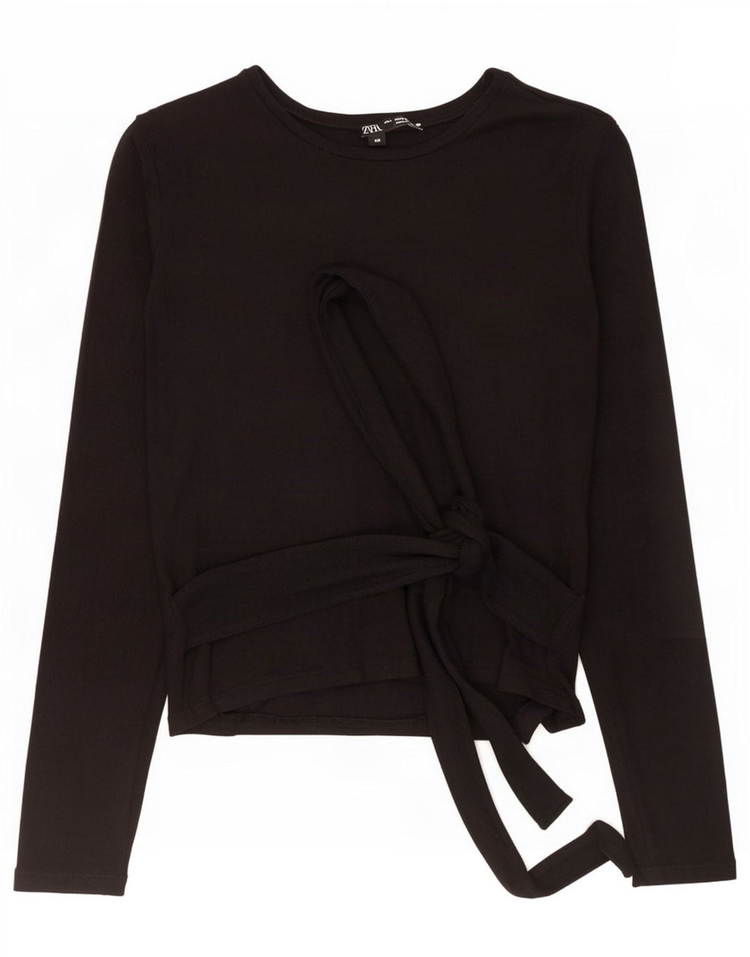 Top Zara da donna con allacciatura frontale a maniche lunghe UK 8 Small Nero