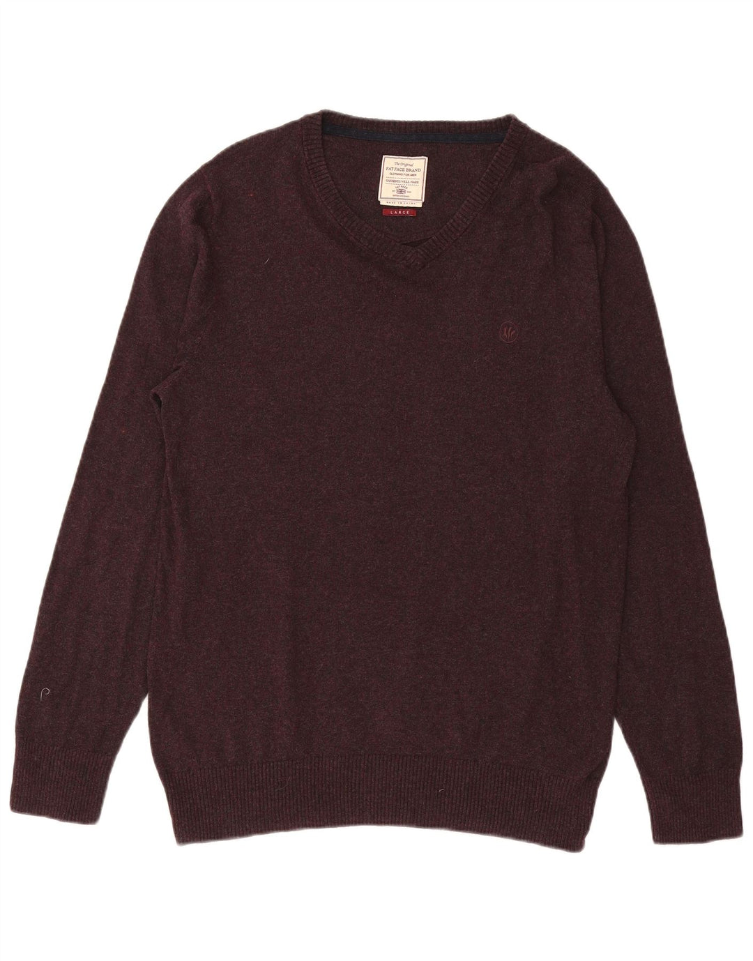 Maglione da uomo con scollo a V Fat Face, grande cotone viola
