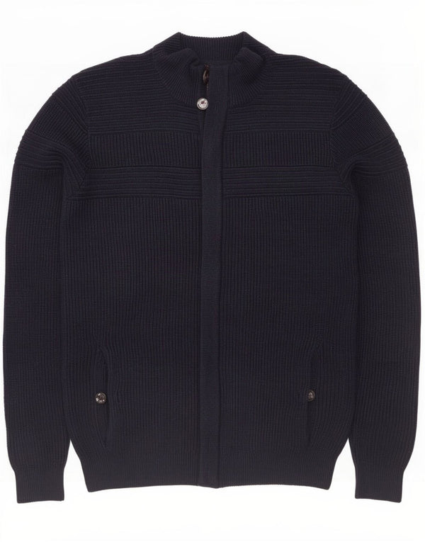 Ted Baker Mens Cardigan Sweater Size 2 Small Navy Blue Flecked Acrylic