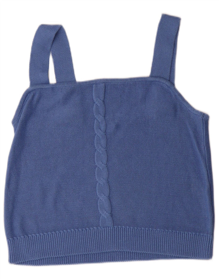 PETER HAHN Womens Knit Cami Top UK 14 Medium Blue Cotton
