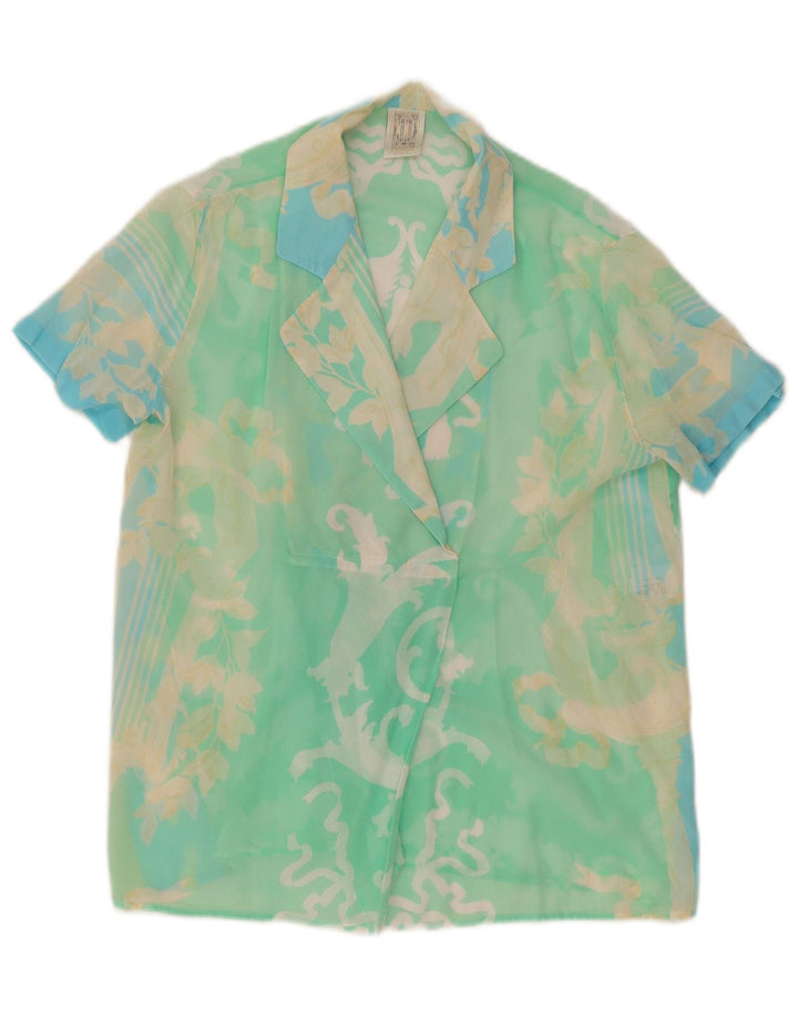 Camicetta da donna con motivo astratto Ferre Top UK 14 grande cotone verde
