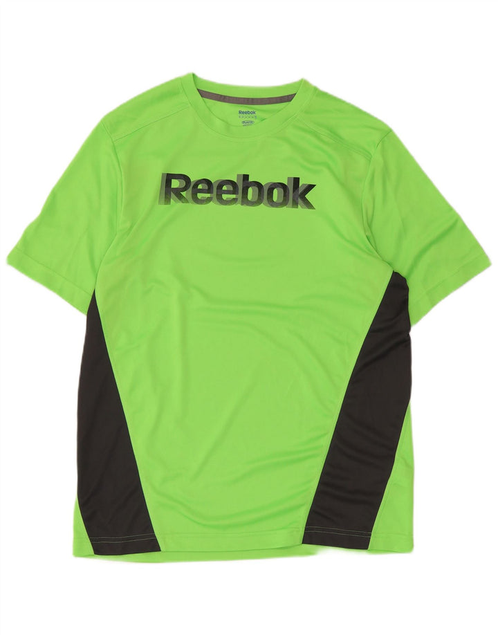 T-shirt grafica da uomo Reebok Top in poliestere color block verde medio