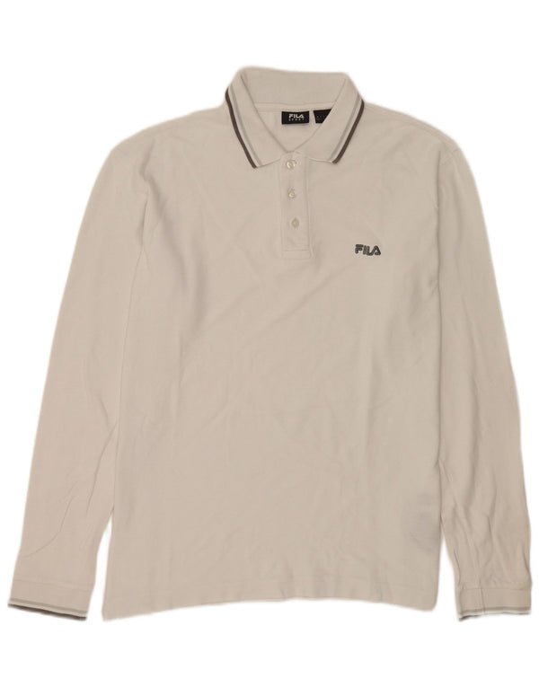 Fila Mens Long Sleeve Polo Shirt Large White Cotton