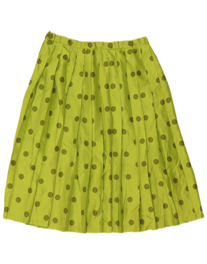 Gonna a pieghe da donna VINTAGE W30 a pois verde medio
