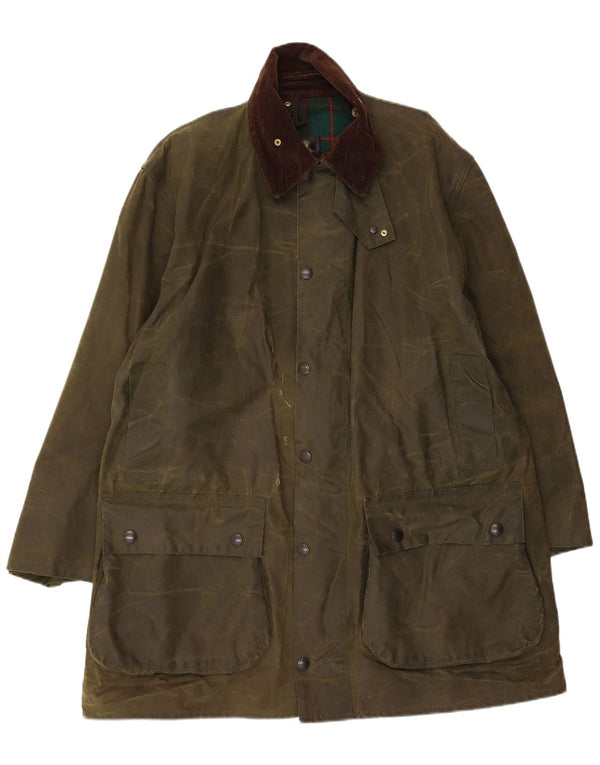 Barbour Giacca da uomo in cotone cerato Northumbria UK 44 grande cotone kaki