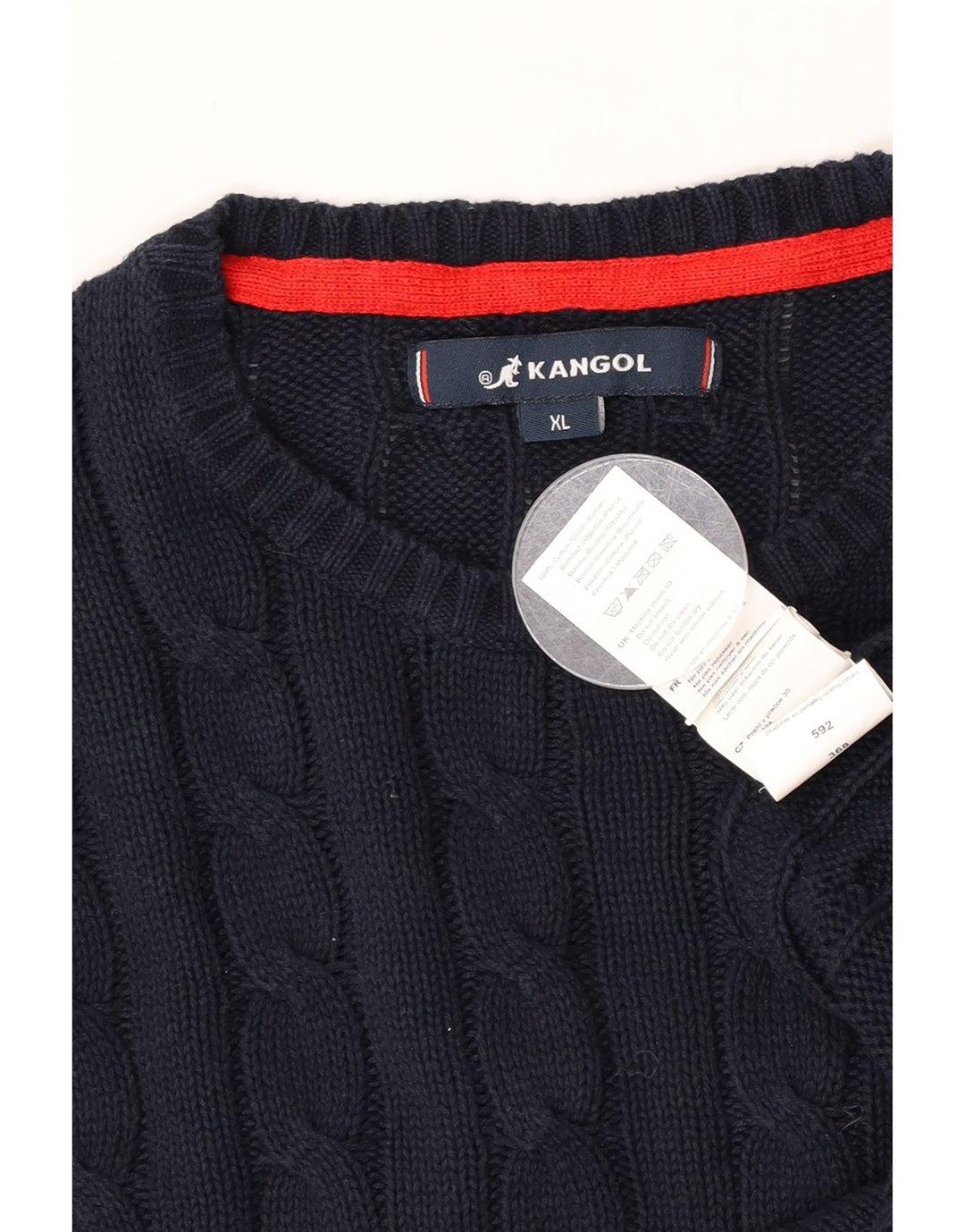 Maglione maglione girocollo da uomo Kangol XL in cotone blu navy
