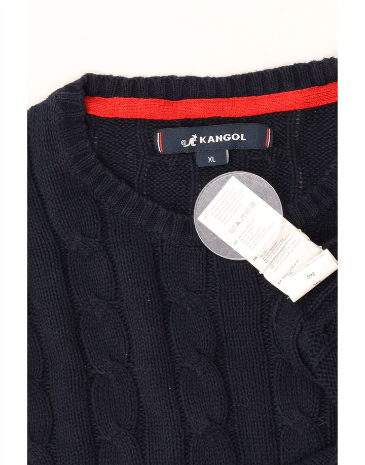 Maglione maglione girocollo da uomo Kangol XL in cotone blu navy