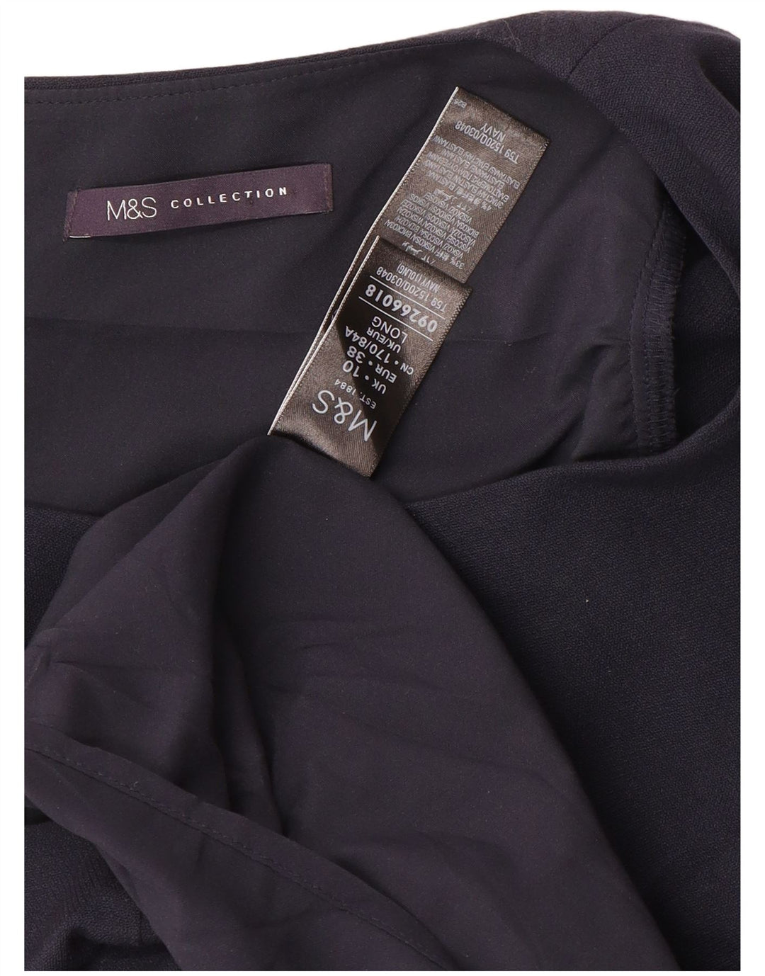 Abito aderente da donna Marks & Spencer UK 10 piccolo poliestere blu navy