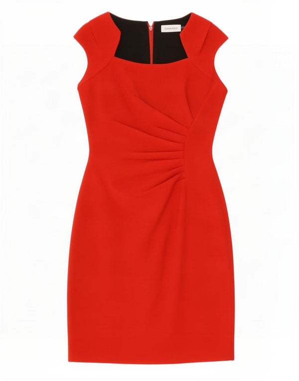 Abito tubino da donna Calvin Klein Jeans UK 8 piccolo poliestere rosso