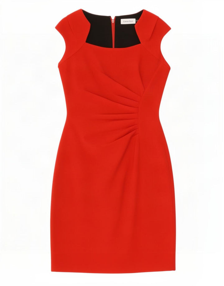 Abito tubino da donna Calvin Klein Jeans UK 8 piccolo poliestere rosso