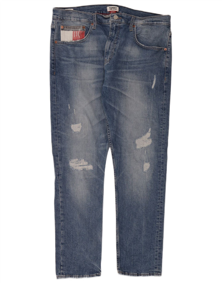 Jeans slim invecchiati da uomo Tommy Hilfiger W36 L32 cotone blu