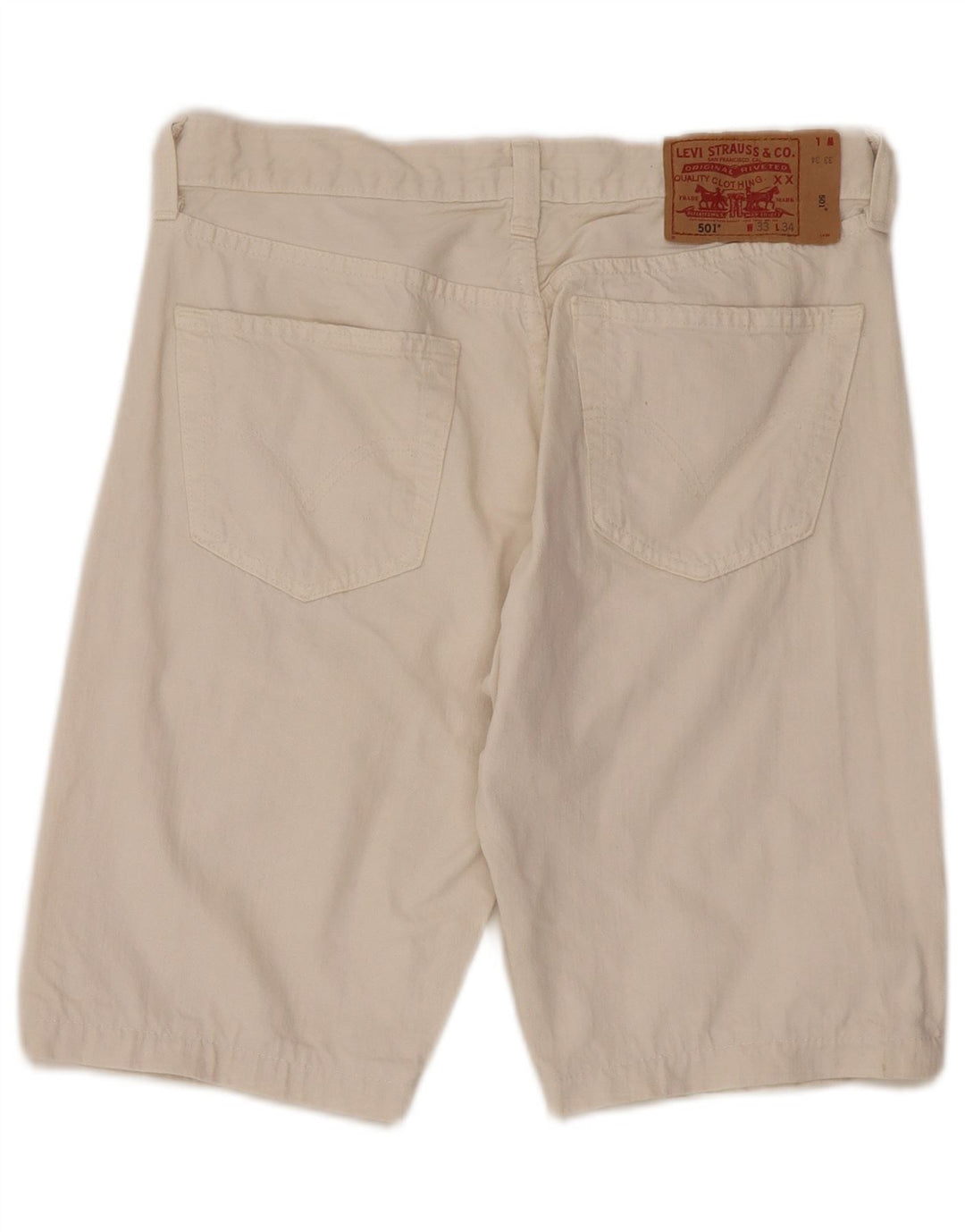 Pantaloncini di jeans Levi's 501 da uomo W33 cotone bianco medio