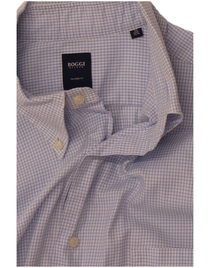 BOGGI Camicia da uomo su misura taglia 40 15 3/4 a quadri blu medio
