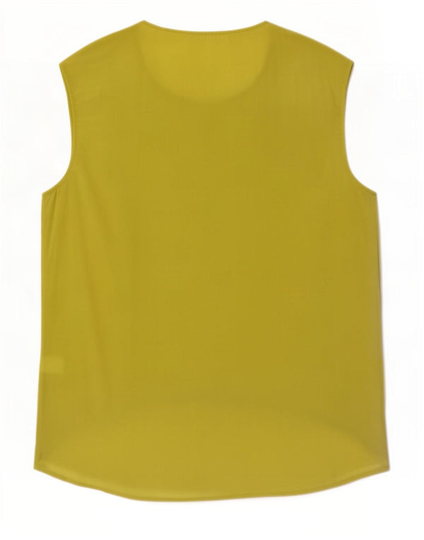 Top camicetta senza maniche vintage da donna UK 10 piccola seta verde
