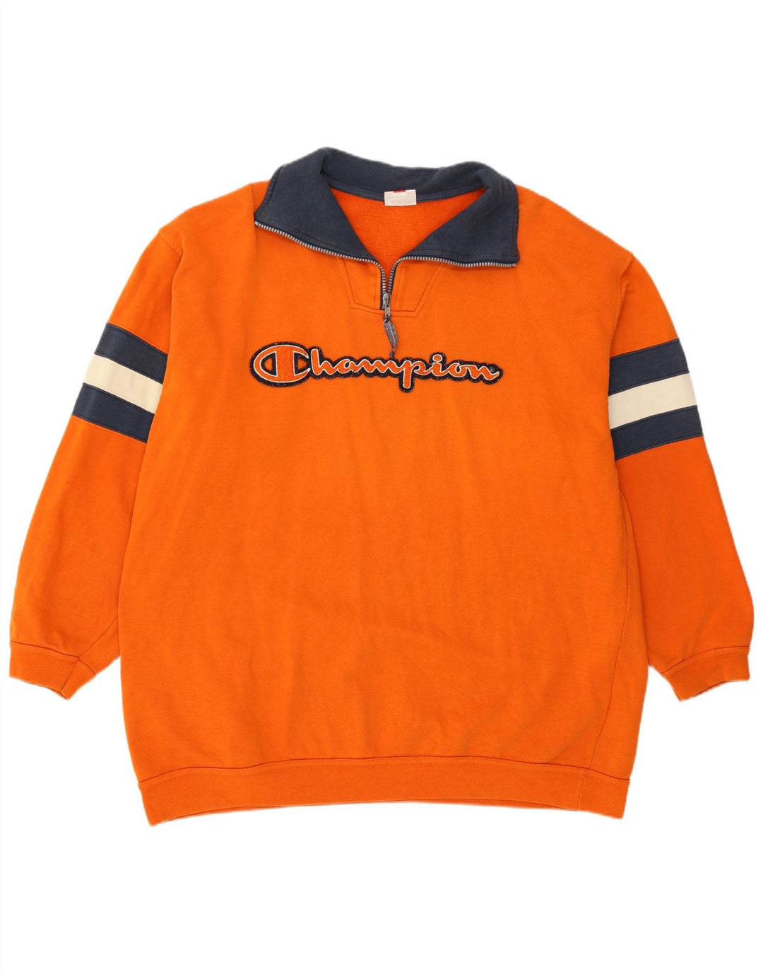 Felpa Champion da uomo con grafica con zip e collo, grande, color block arancione