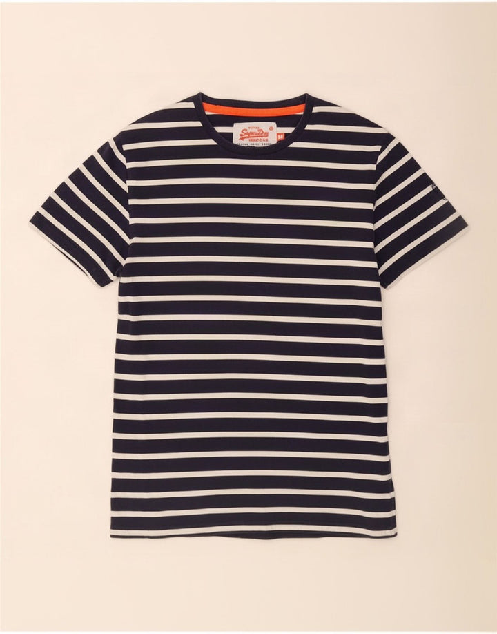 T-shirt da uomo Superdry Top in cotone a righe blu navy medio