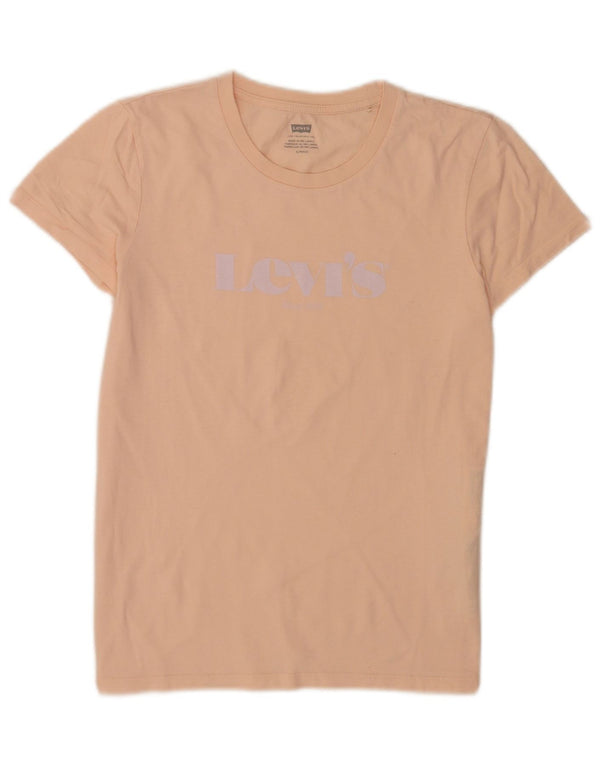 T-shirt grafica da donna Levi's Top UK 10 piccola in cotone rosa