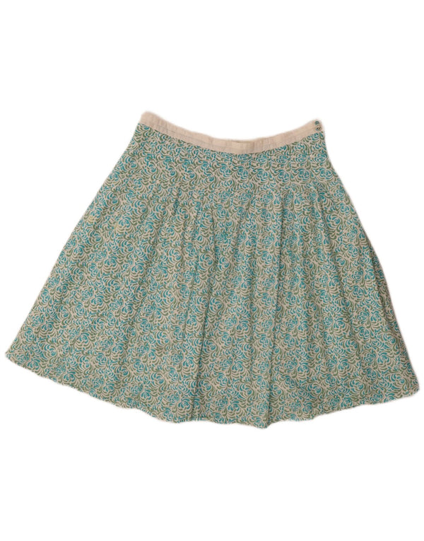 Gonna a pieghe da donna Marks & Spencer UK 12 media W30 turchese floreale