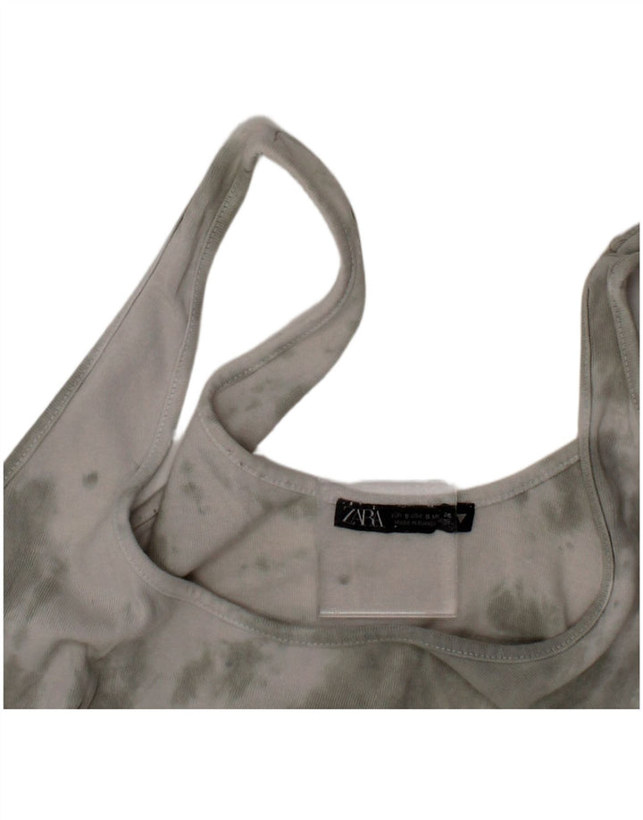 Top corto Zara da donna con bralette, piccolo, in cotone tinto grigio