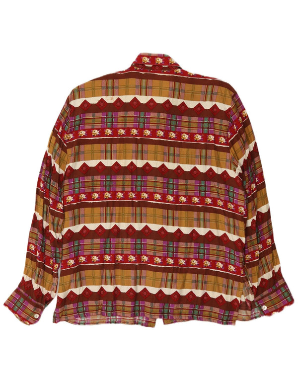 Camicia vintage da donna IT 46 Large multicolore geometrica