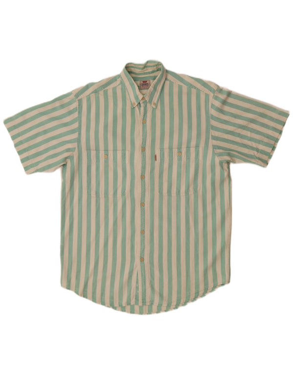 Camicia a maniche corte da uomo LEVI'S verde medio a righe