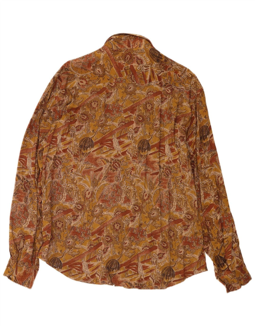 Camicia grafica vintage da uomo XL in viscosa marrone