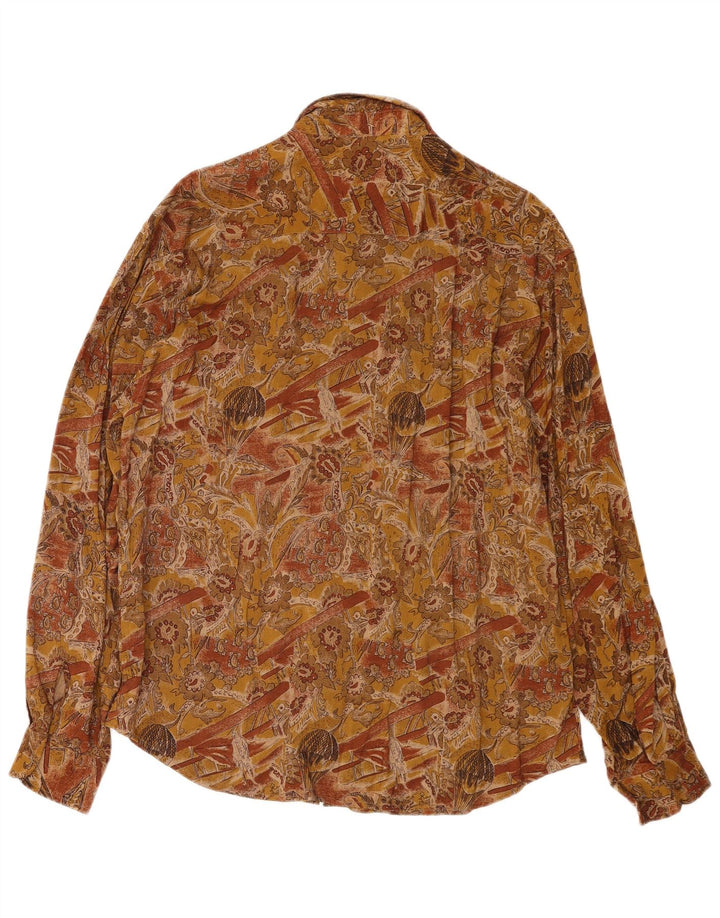 Camicia grafica vintage da uomo XL in viscosa marrone