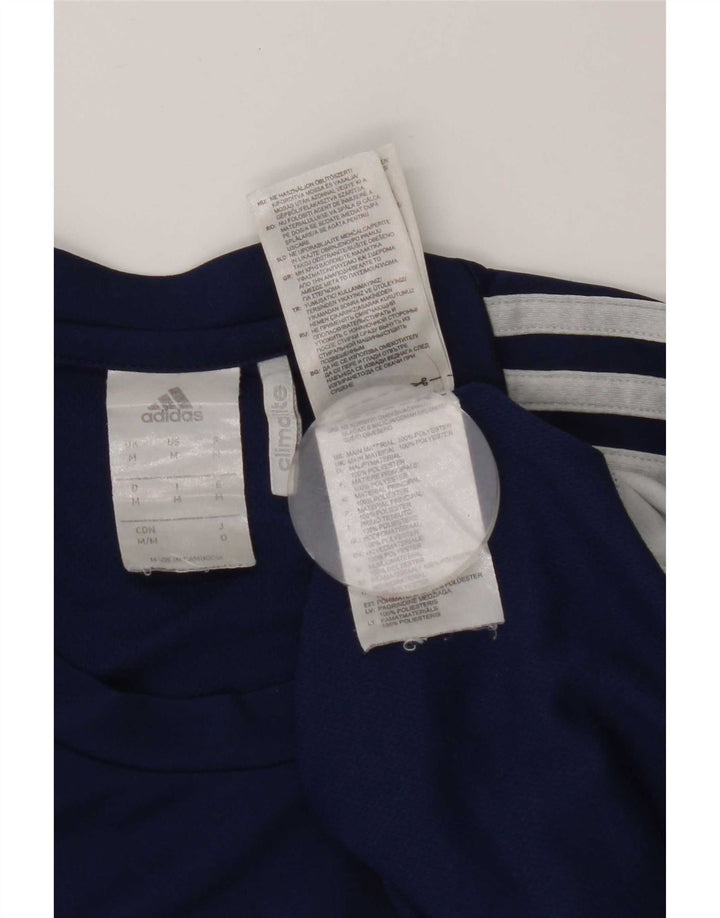 T-shirt Adidas Climalite da uomo Top medio in poliestere color block blu navy
